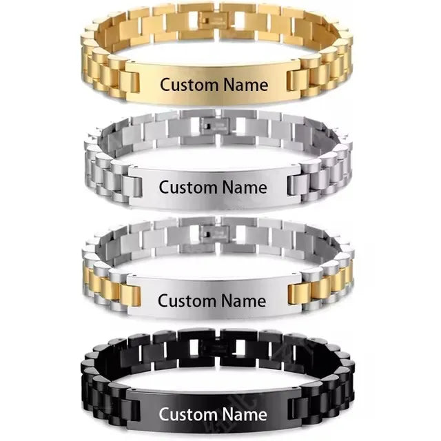 Custom Name ID Bracelet for Men – Personalized Stainless Steel Jewelry