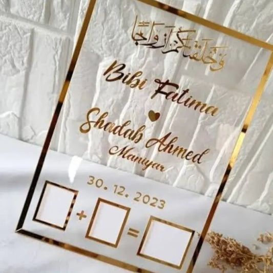 Personalized Nikah Certificate Frame with Fingerprint Art – Custom Islamic Wedding Keepsake
