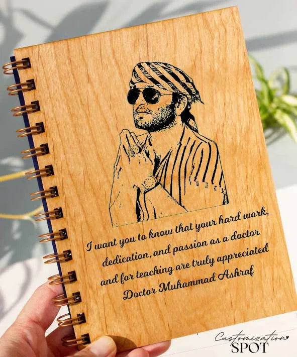 Personalized Wooden Diary with Pen – Engrave Your Name, Image, or Message | Custom Gift Set