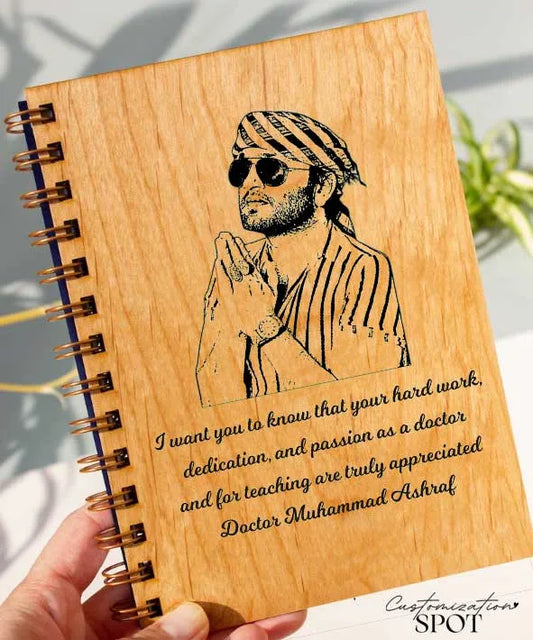 Personalized Wooden Diary with Pen – Engrave Your Name, Image, or Message | Custom Gift Set