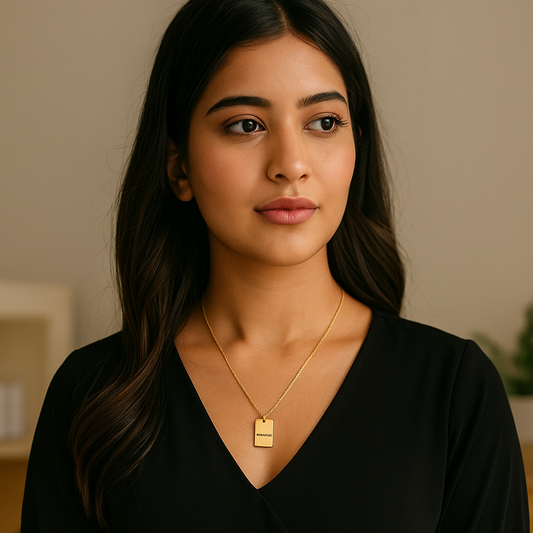 Custom Rectangle Tag Necklace – Personalized Boxy Pendant