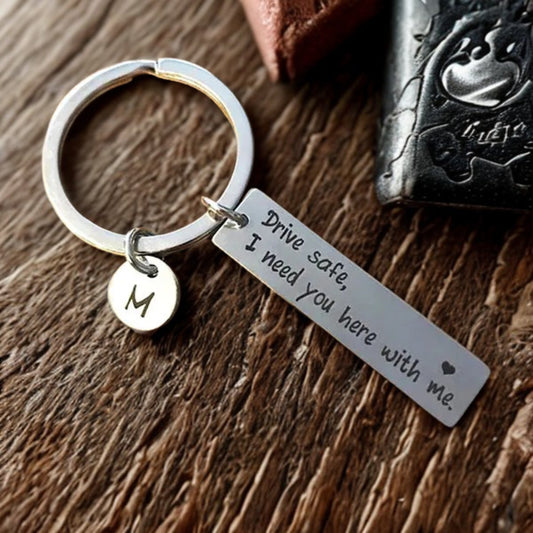 Drive Safe Personalized Keychain – Gift for Boyfriend, Girlfriend, or Family