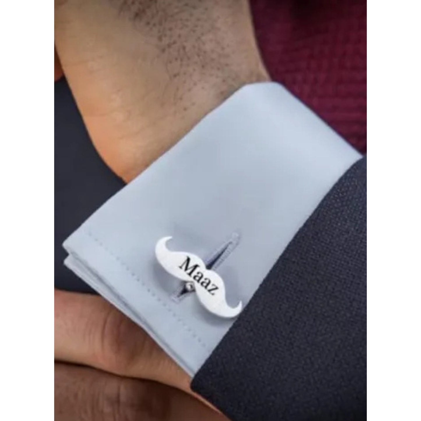 Customized Mustache Cufflinks with Name – Stylish Personalized Accessory for Men