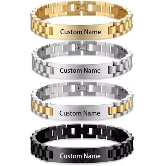 Custom Name ID Bracelet for Men – Personalized Stainless Steel Jewelry